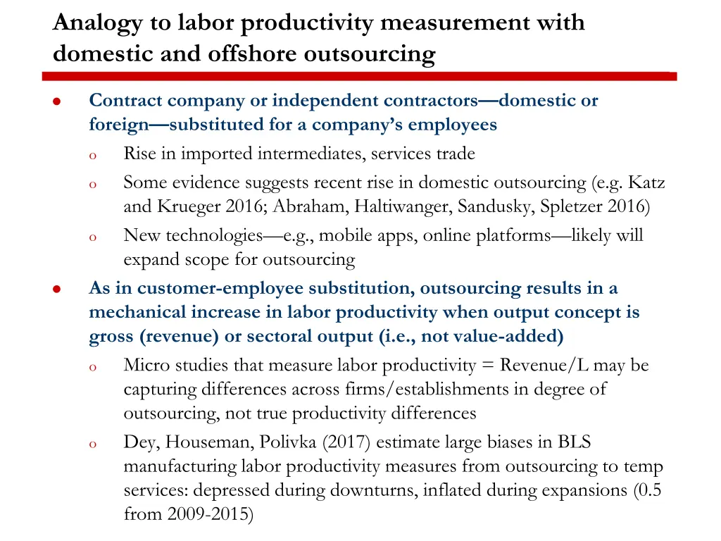 analogy to labor productivity measurement with