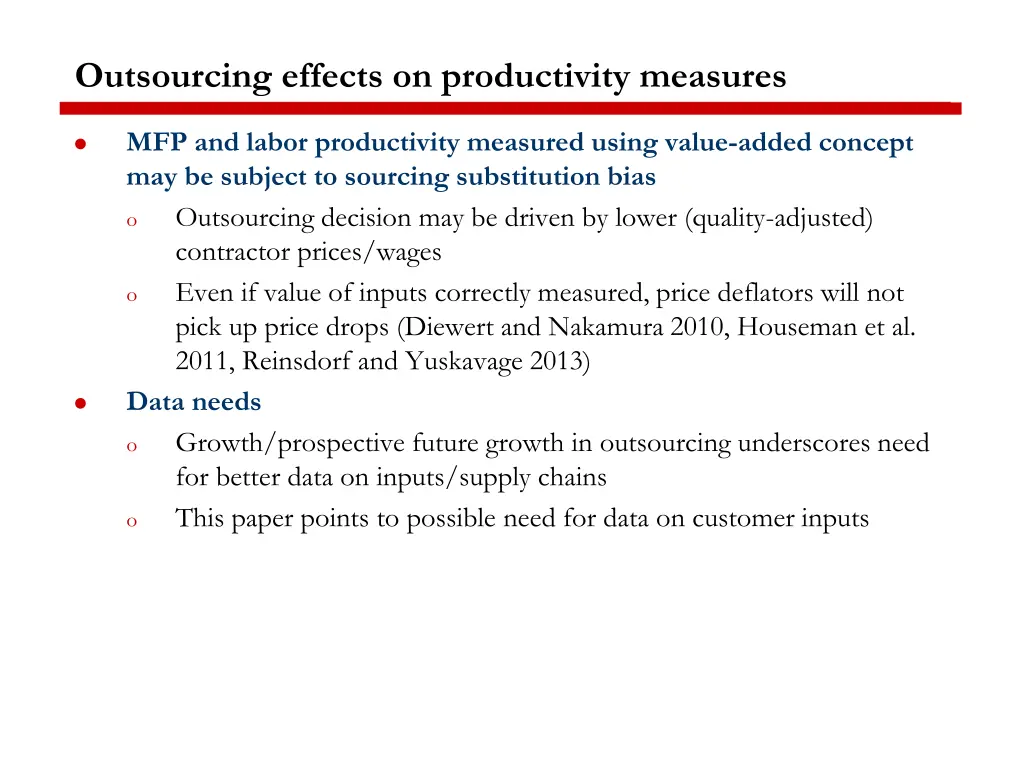 outsourcing effects on productivity measures