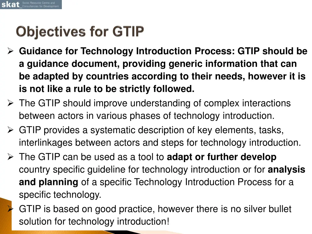 guidance for technology introduction process gtip