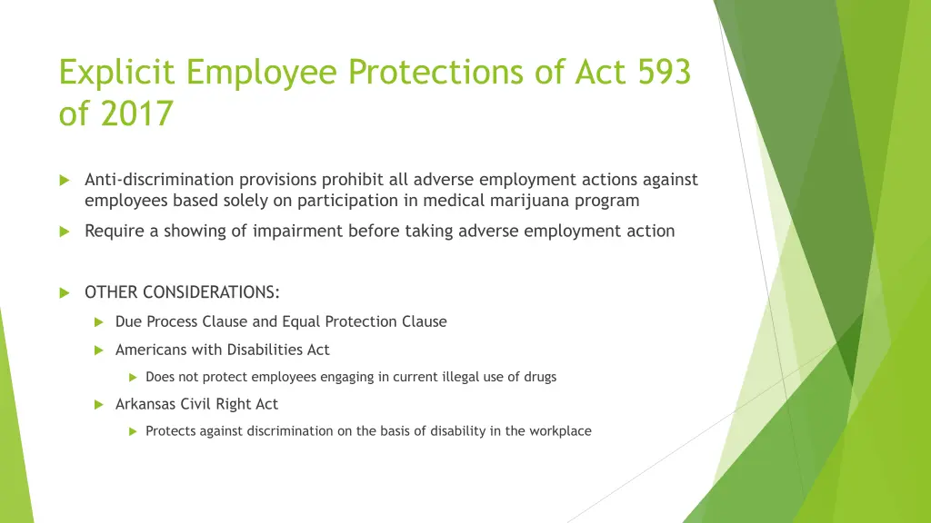 explicit employee protections of act 593 of 2017