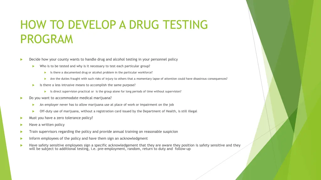 how to develop a drug testing program