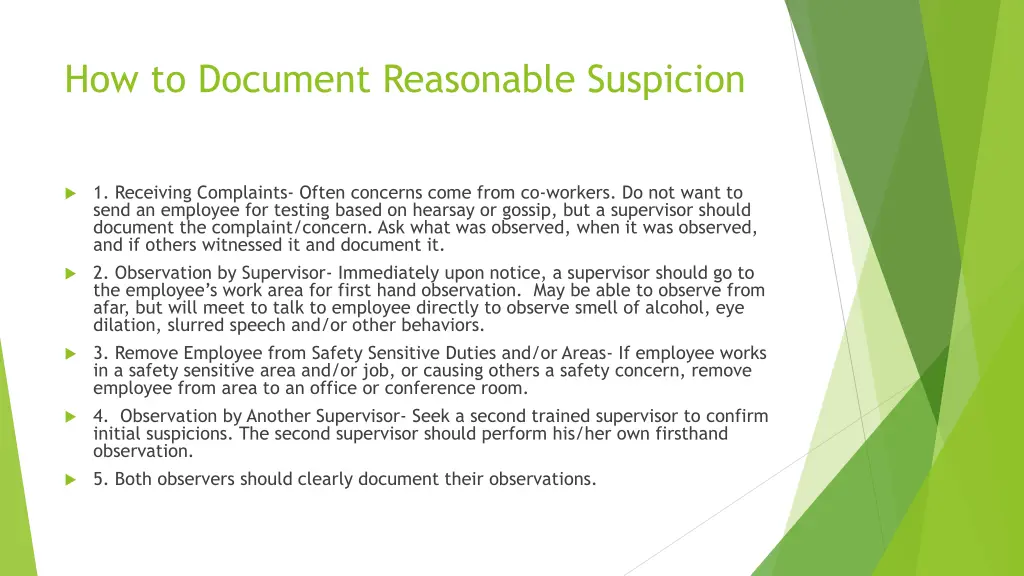 how to document reasonable suspicion