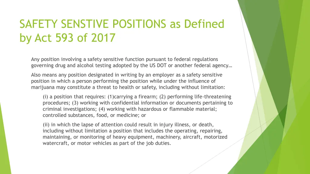 safety senstive positions as defined