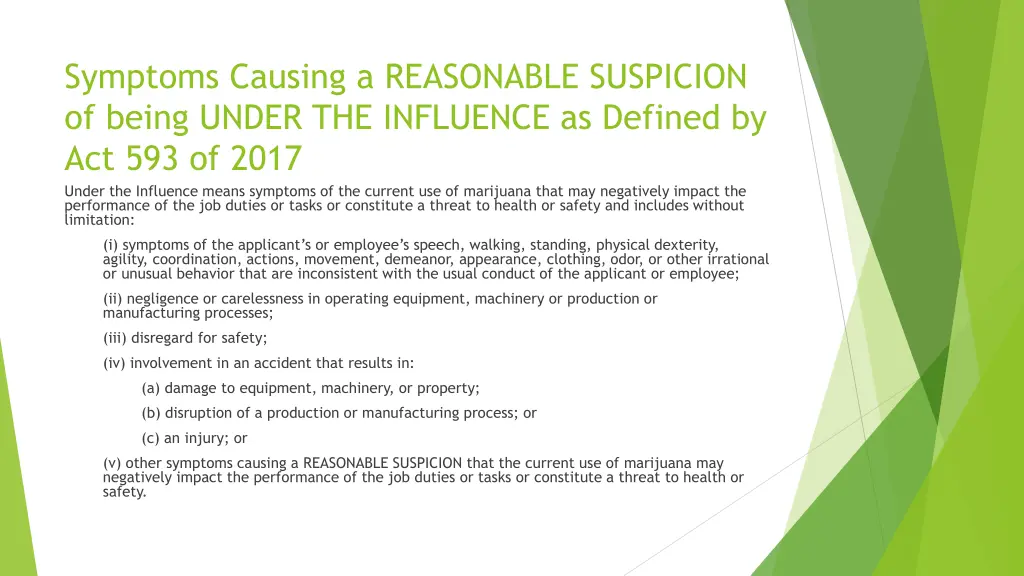 symptoms causing a reasonable suspicion of being