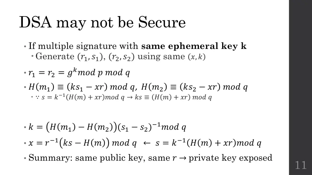 dsa may not be secure