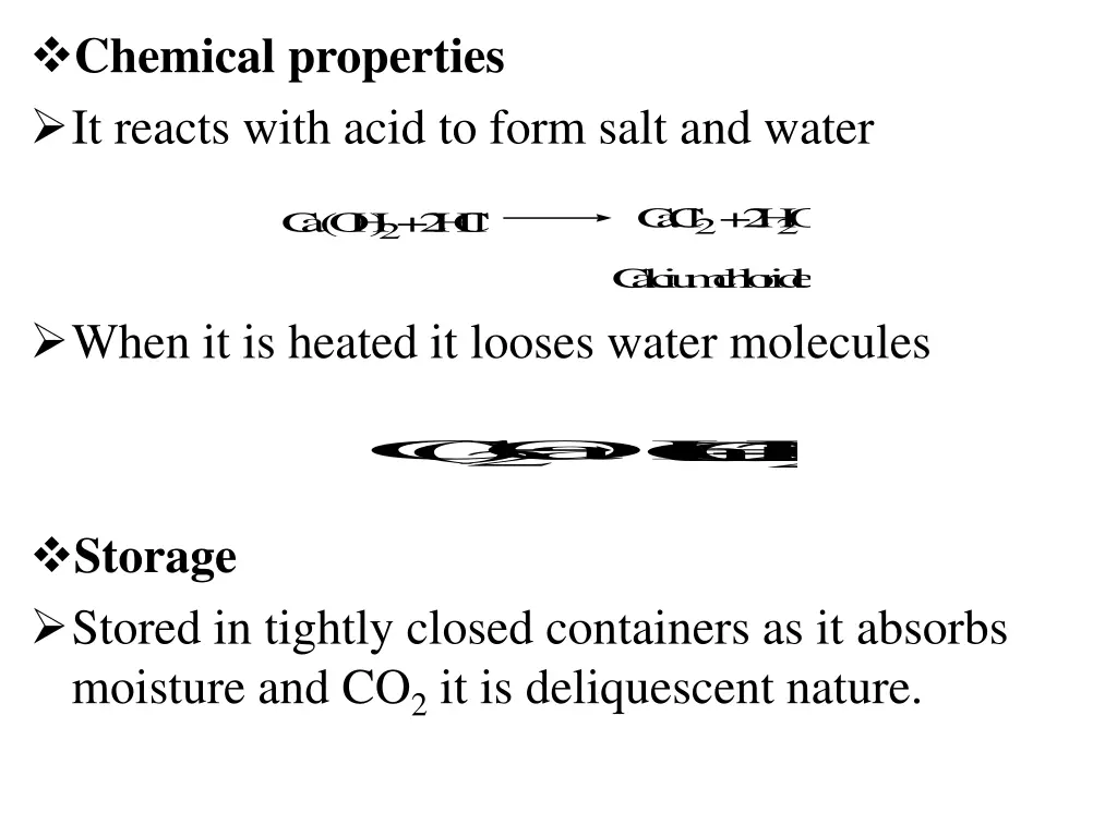 chemical properties it reacts with acid to form