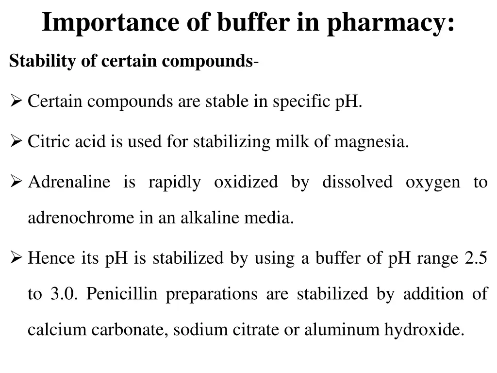 importance of buffer in pharmacy