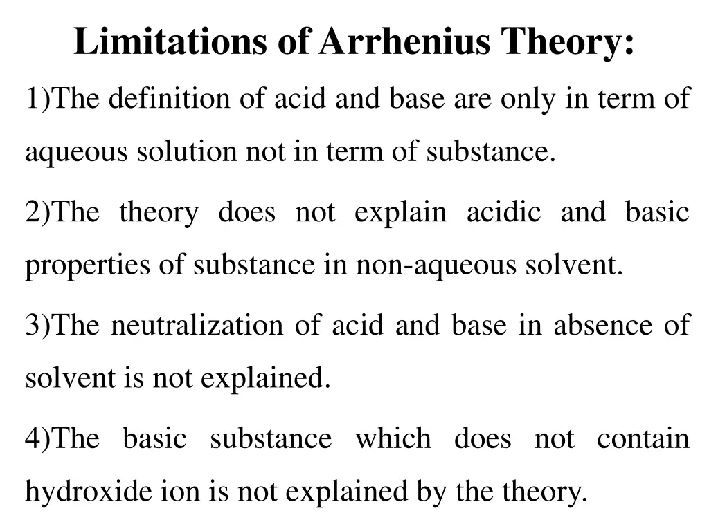 limitations of arrhenius theory