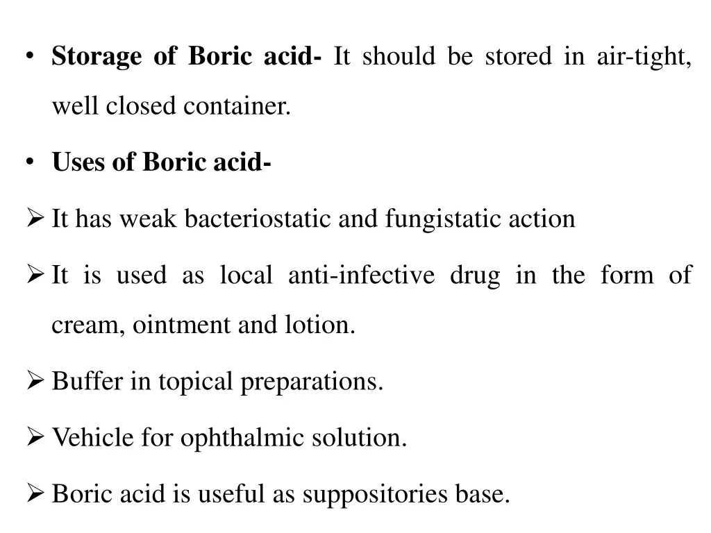 storage of boric acid it should be stored