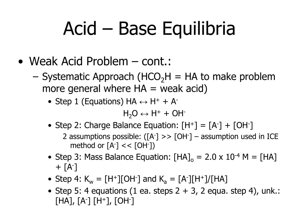 acid base equilibria