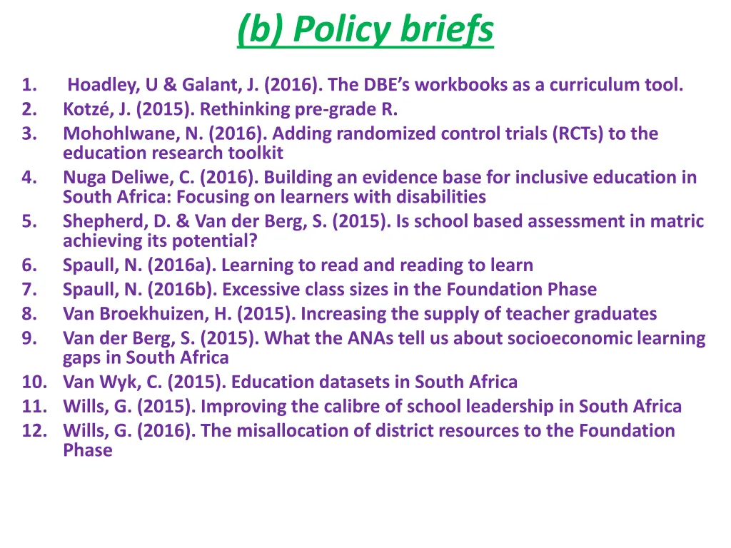 b policy briefs