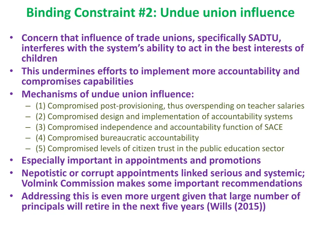 binding constraint 2 undue union influence