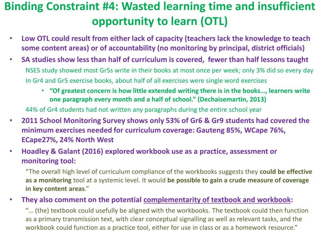 binding constraint 4 wasted learning time