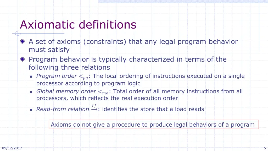 axiomatic definitions