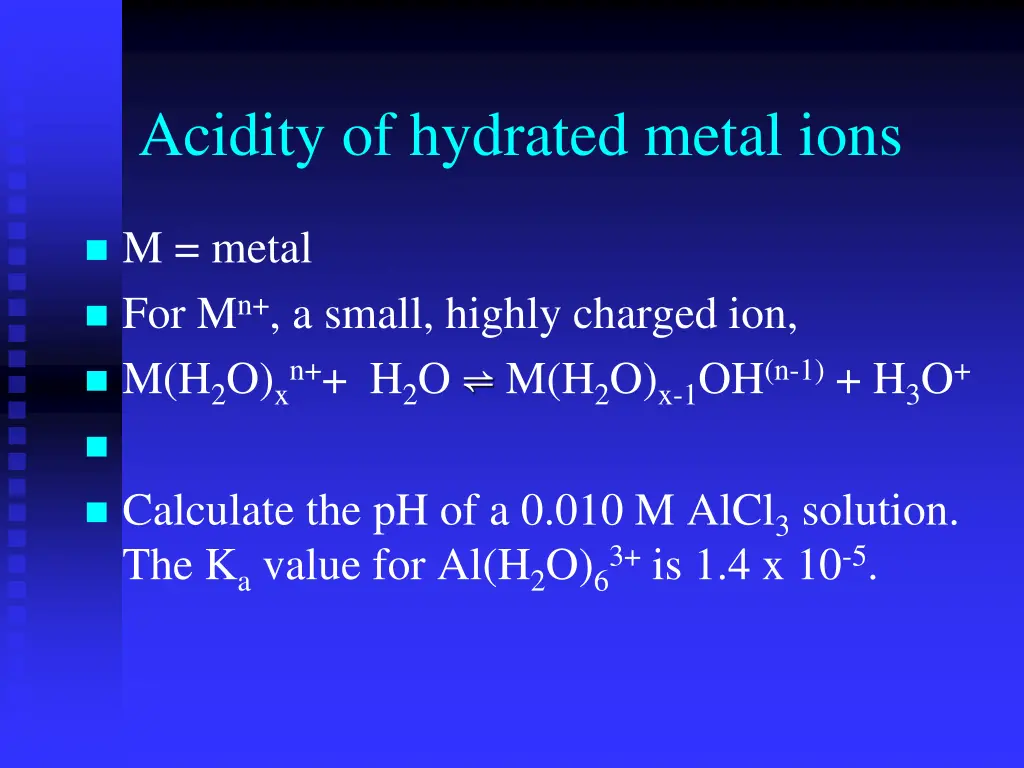 acidity of hydrated metal ions