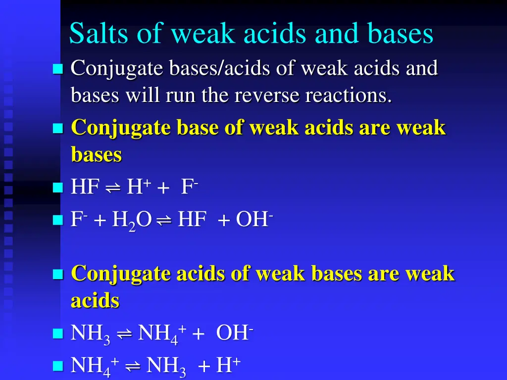 salts of weak acids and bases conjugate bases