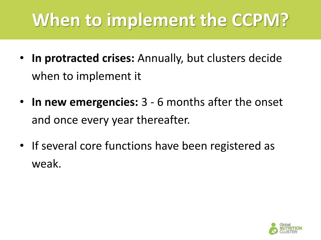 when to implement the ccpm