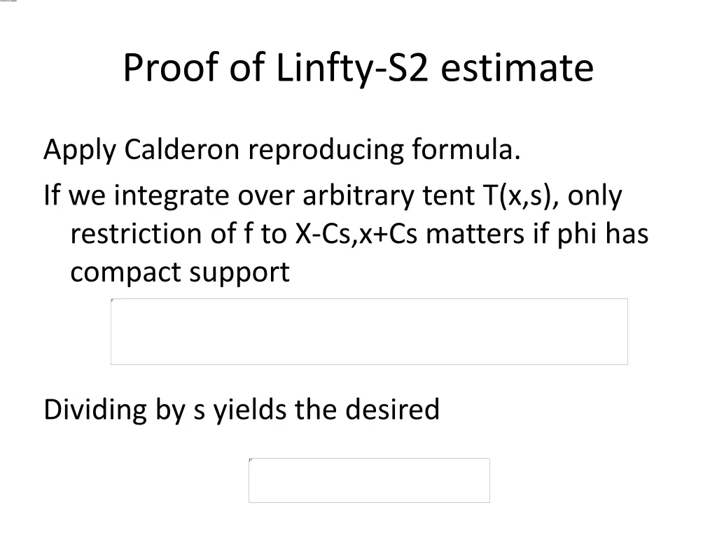 proof of linfty s2 estimate