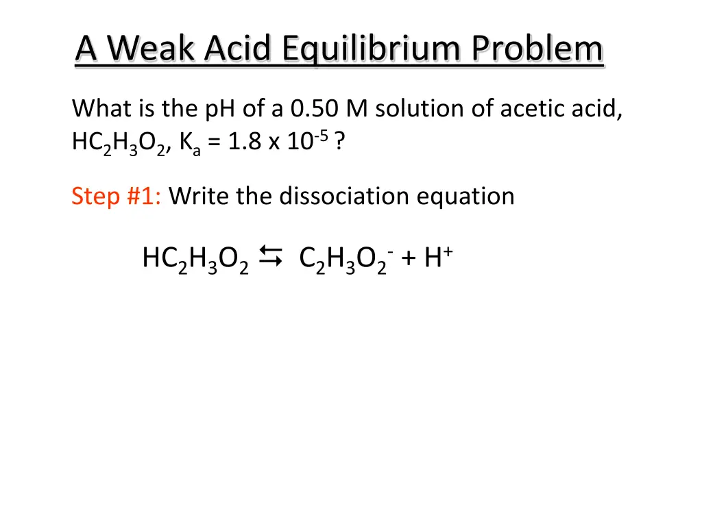 a weak acid equilibrium problem