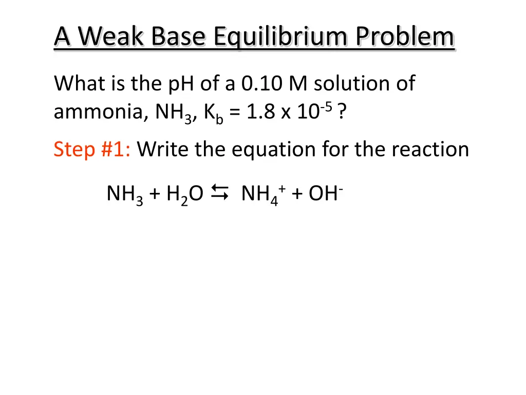 a weak base equilibrium problem