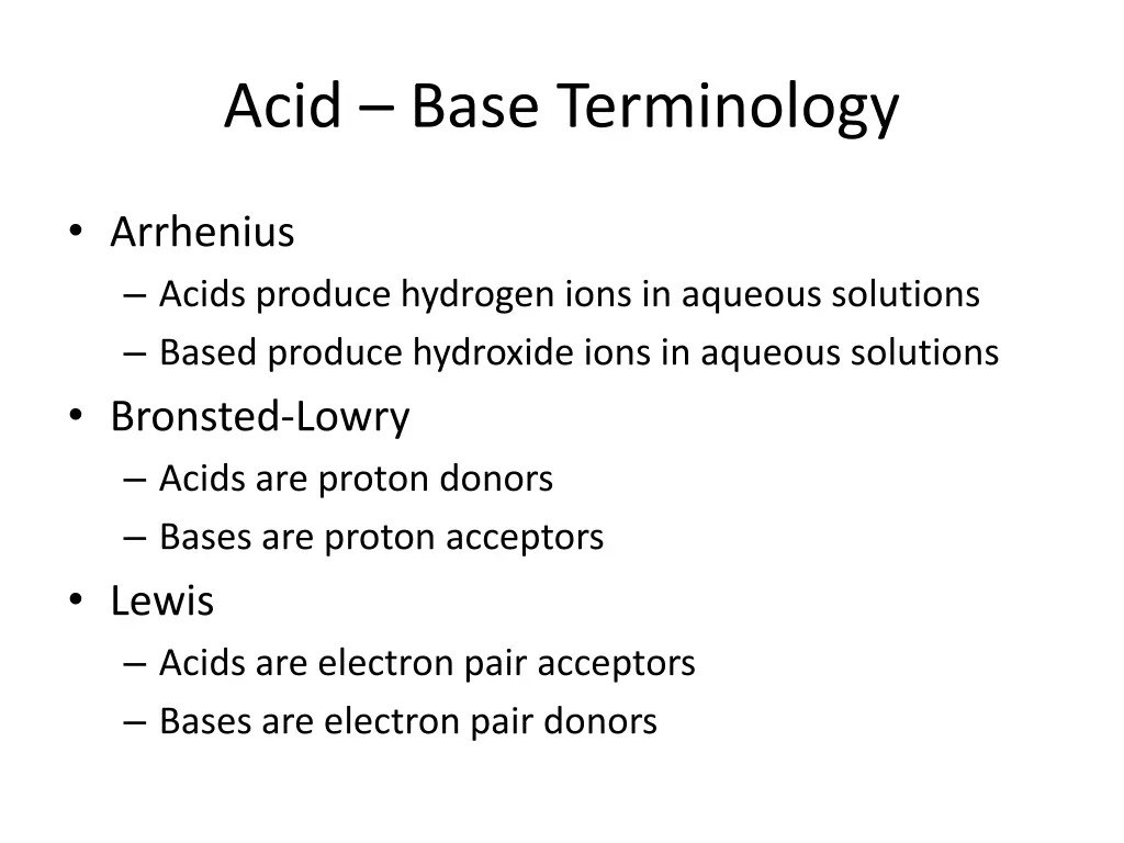 acid base terminology