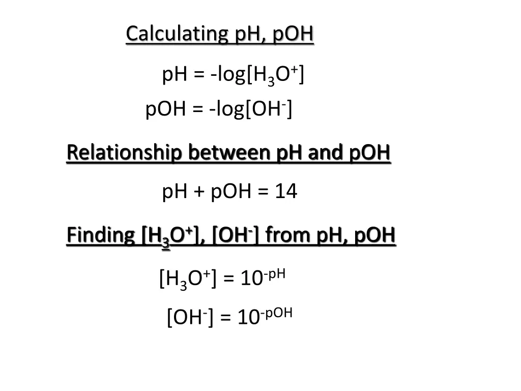 calculating ph poh