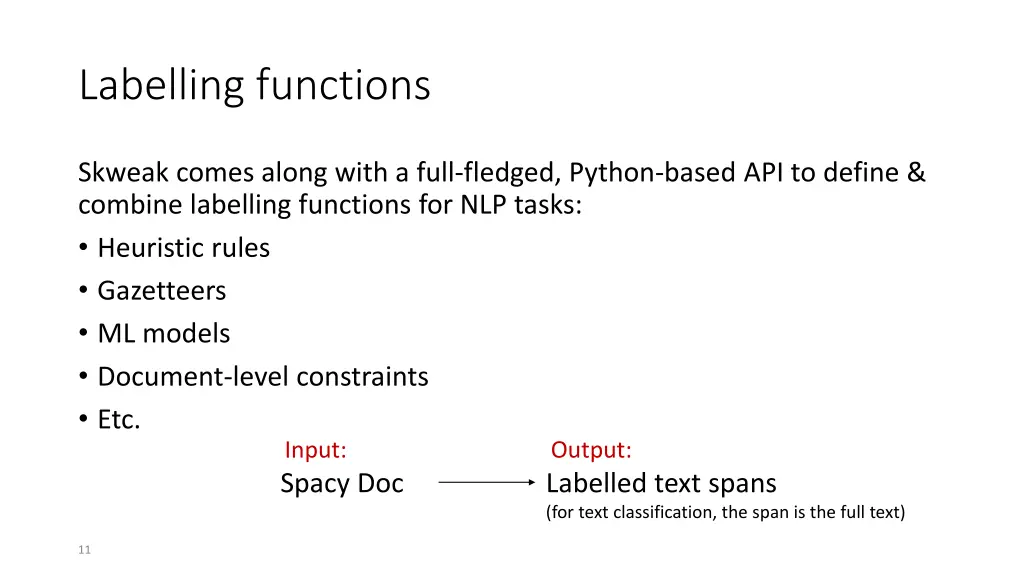 labelling functions