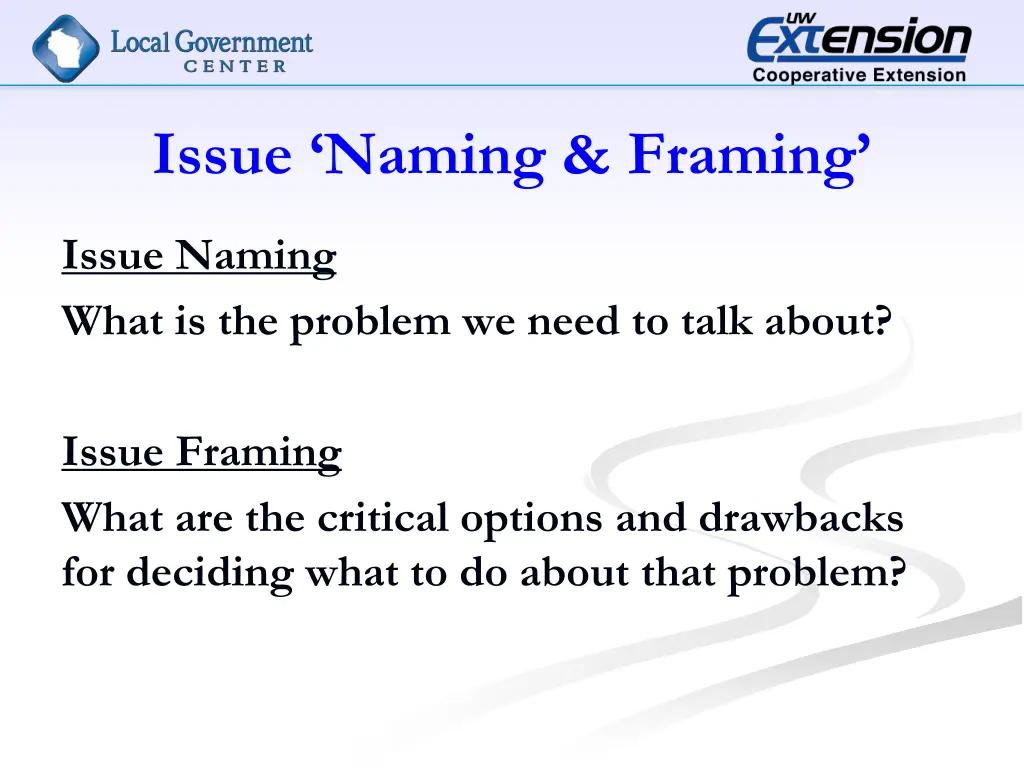 issue naming framing