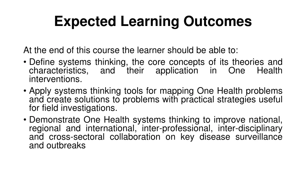 expected learning outcomes