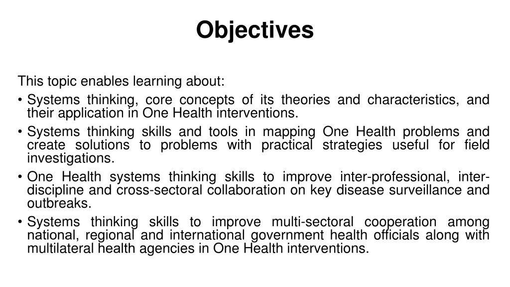 objectives