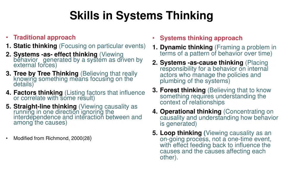 skills in systems thinking