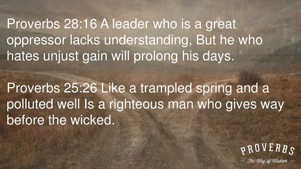 proverbs 28 16 a leader who is a great oppressor