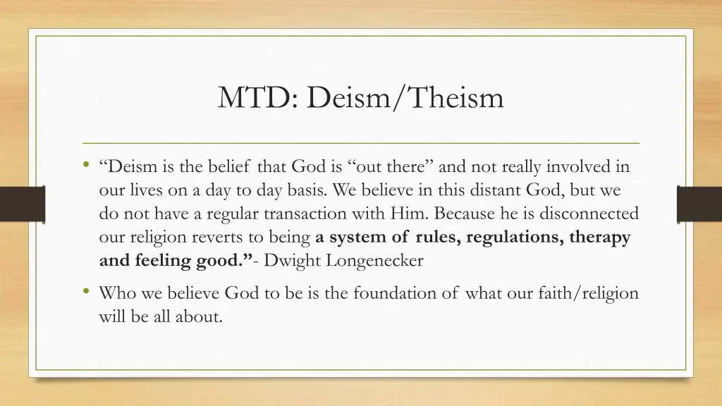 mtd deism theism 1