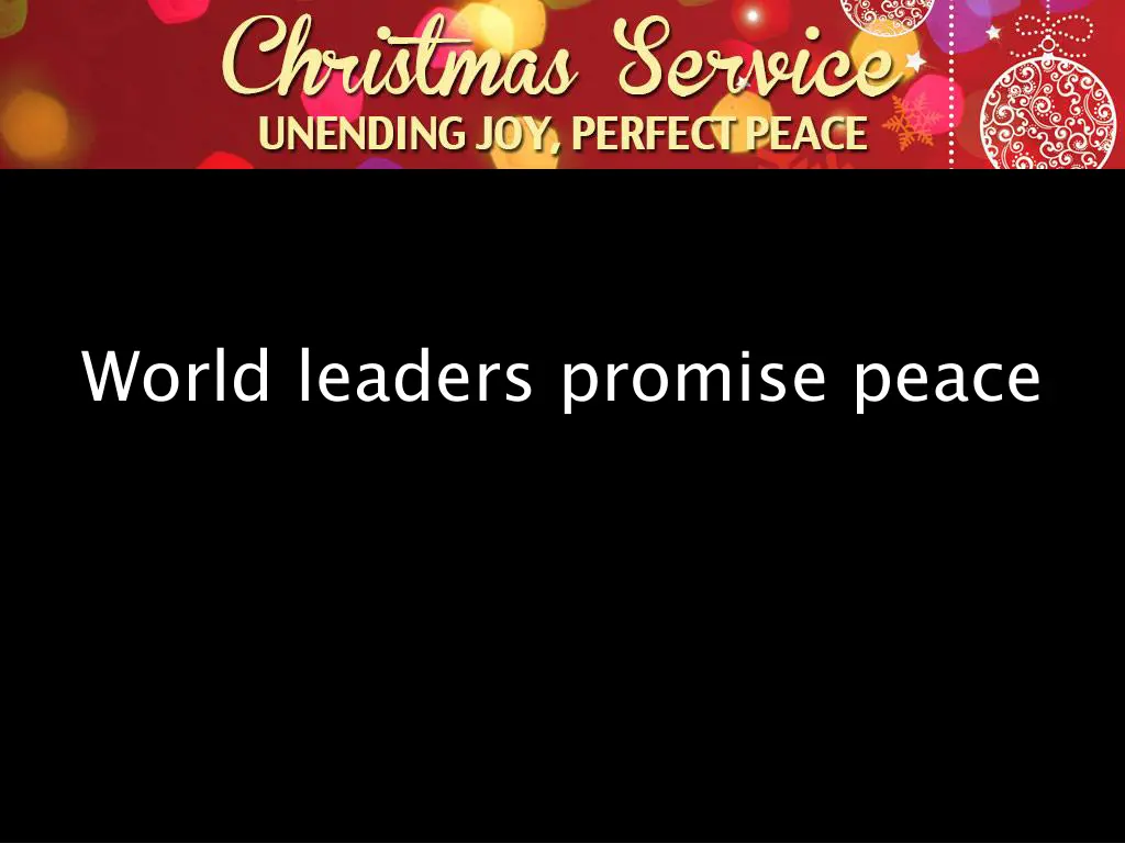 world leaders promise peace