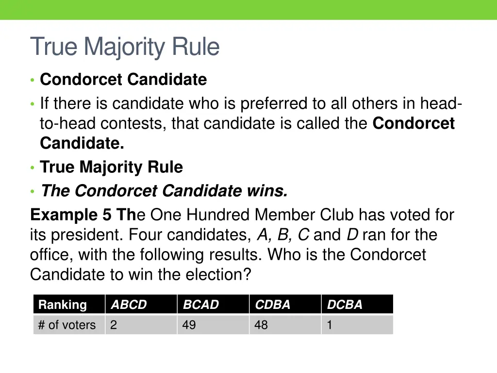 true majority rule