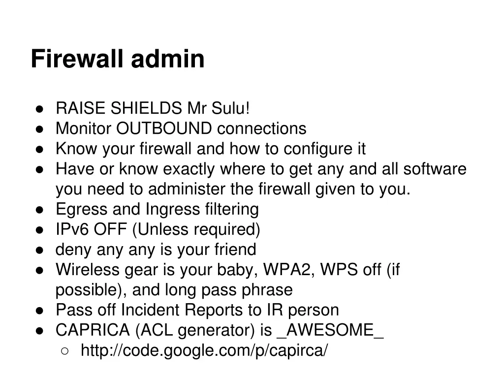 firewall admin