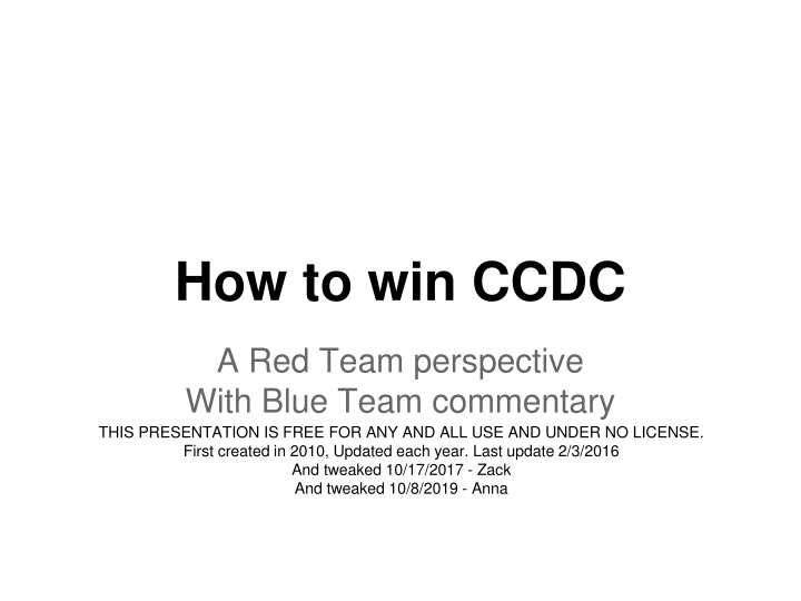 how to win ccdc