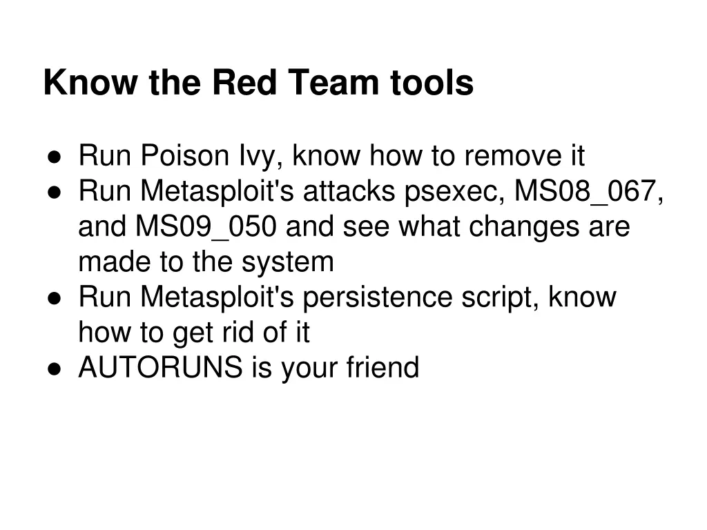 know the red team tools