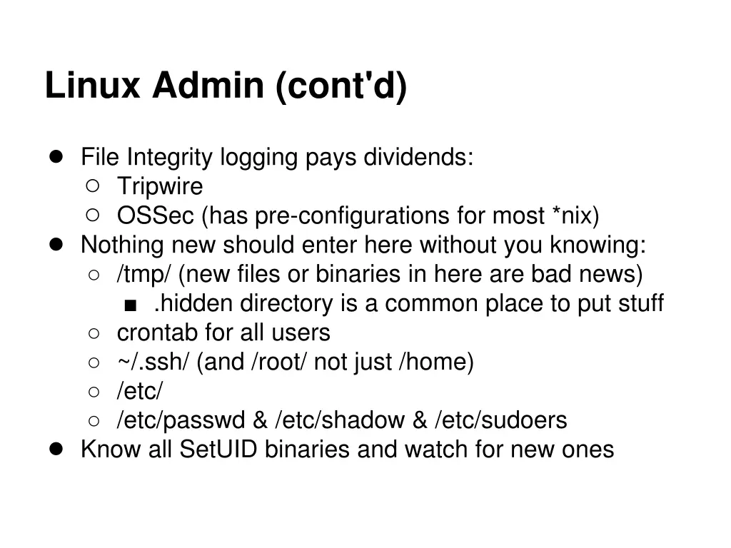 linux admin cont d