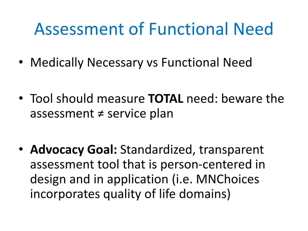 assessment of functional need