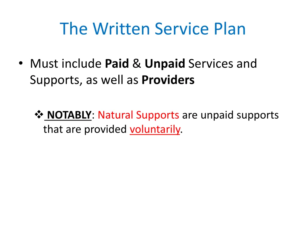 the written service plan 1