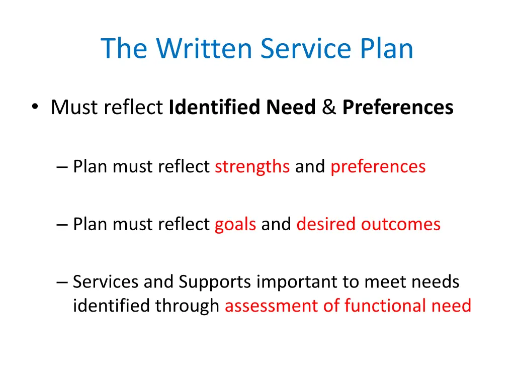 the written service plan