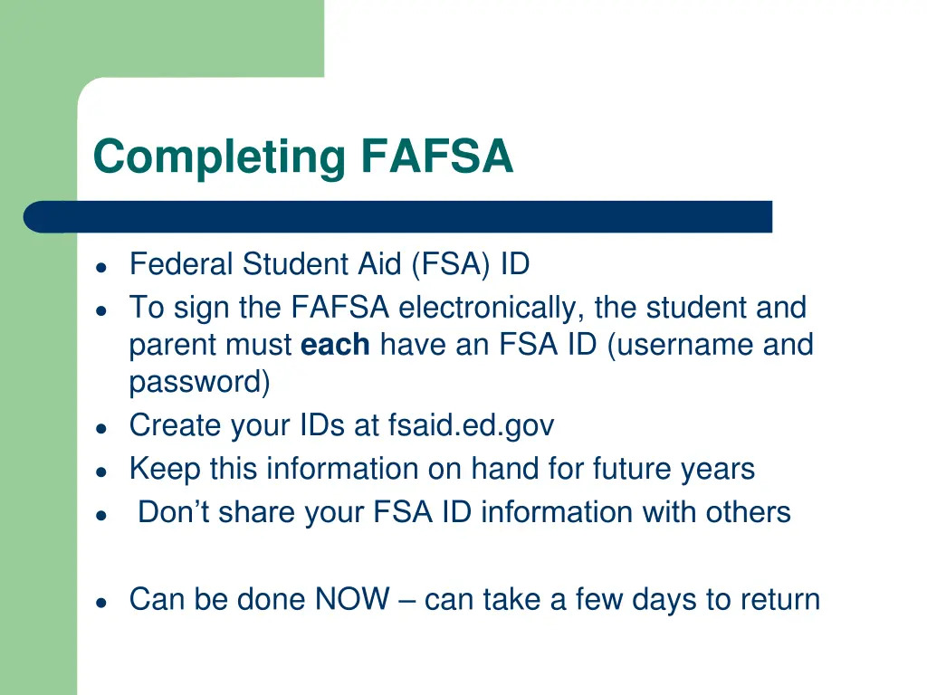 completing fafsa