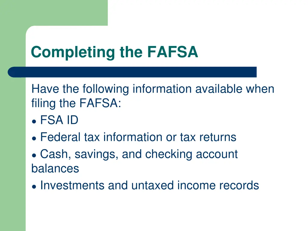 completing the fafsa 2