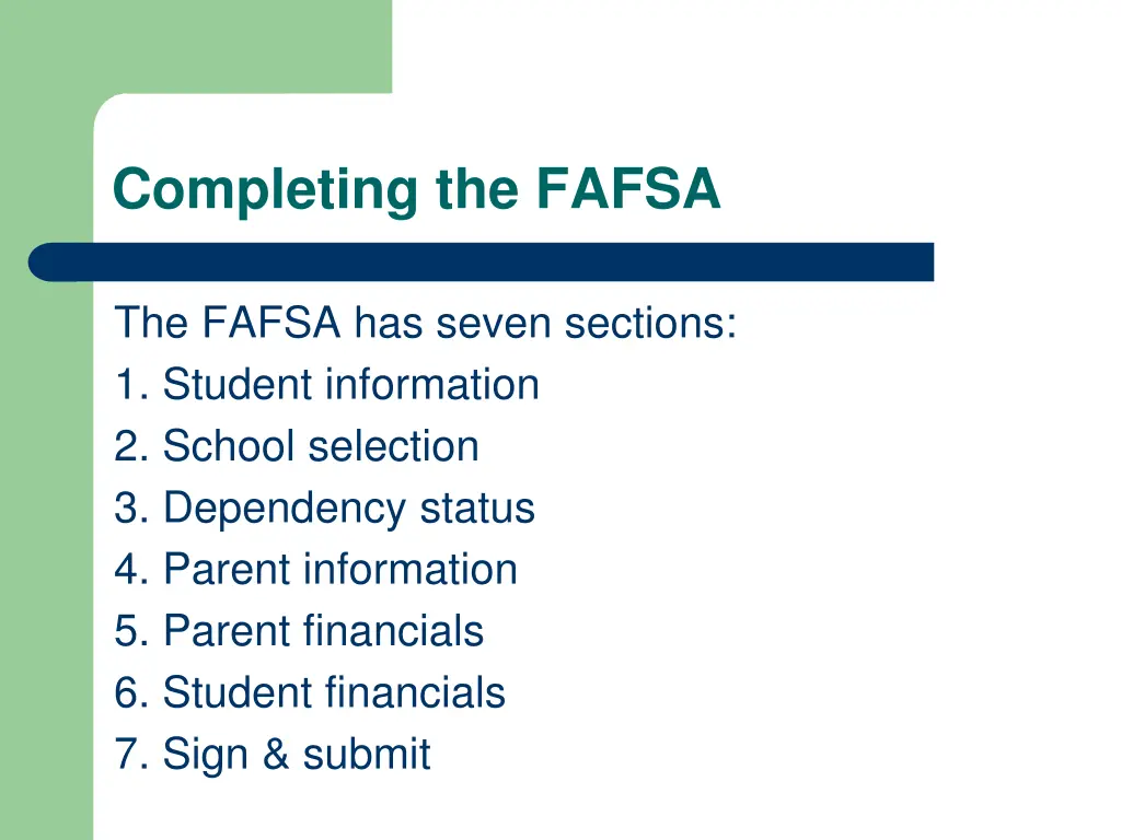 completing the fafsa