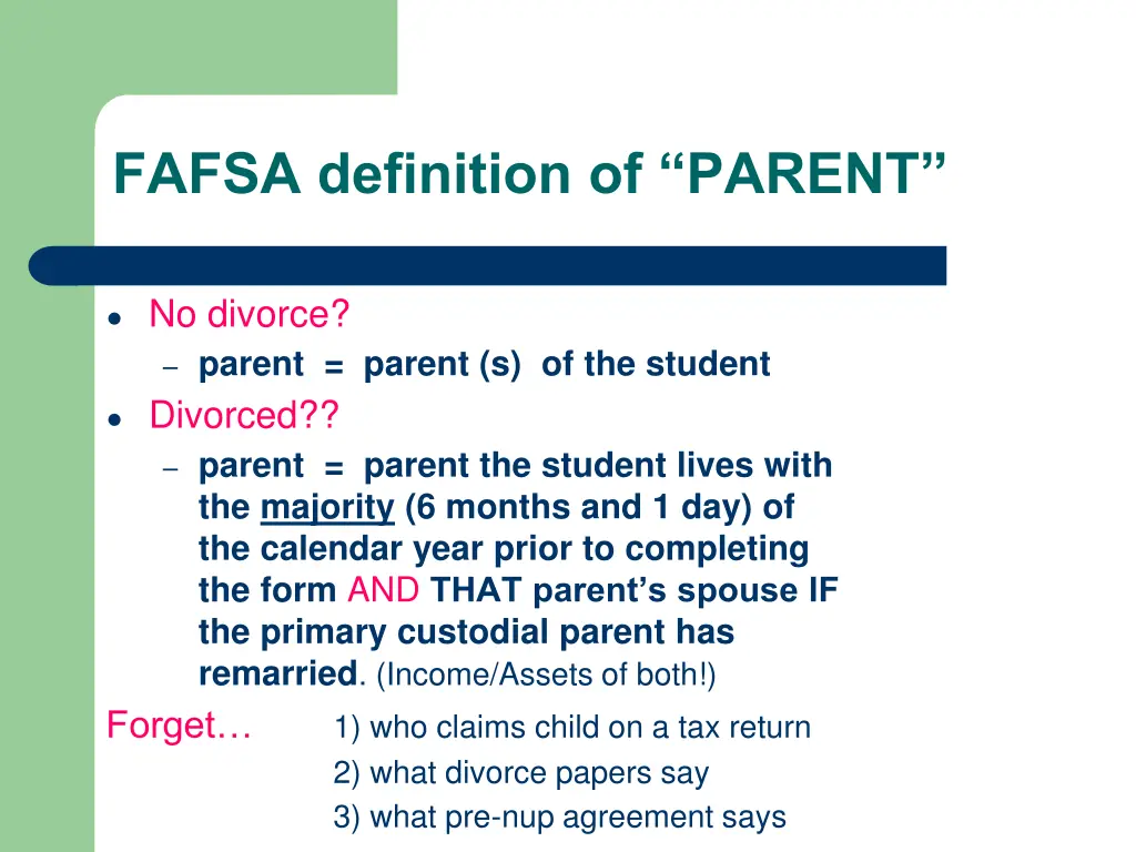 fafsa definition of parent