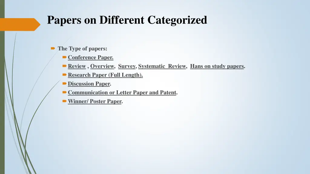 papers on different categorized