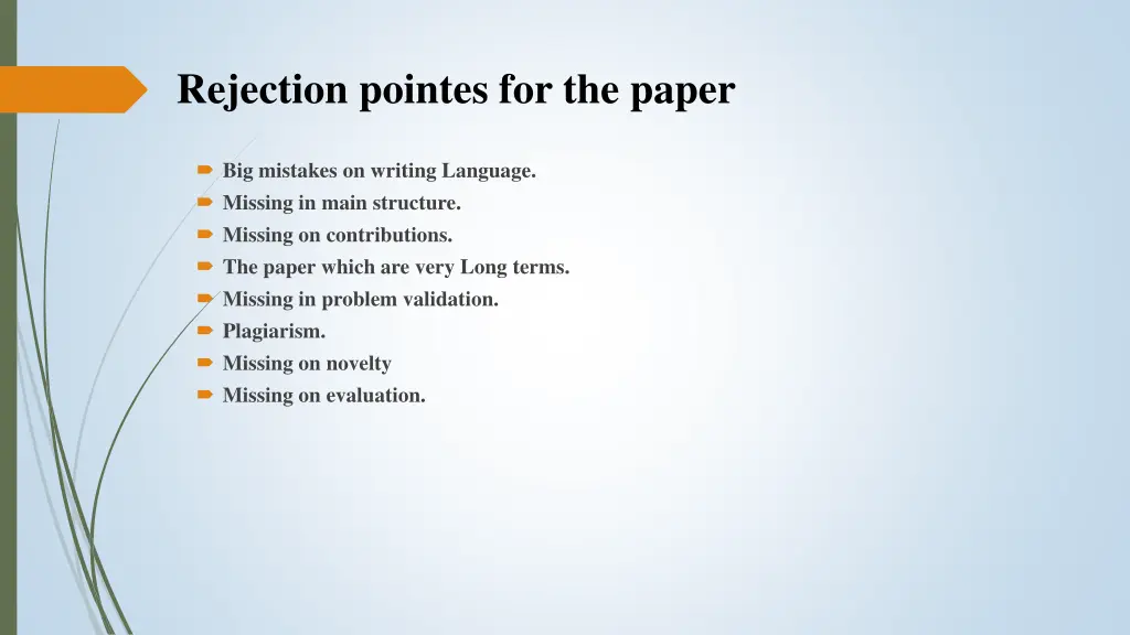 rejection pointes for the paper