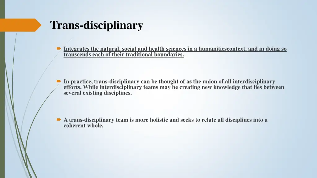 trans disciplinary