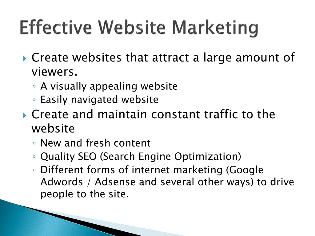 create websites that attract a large amount